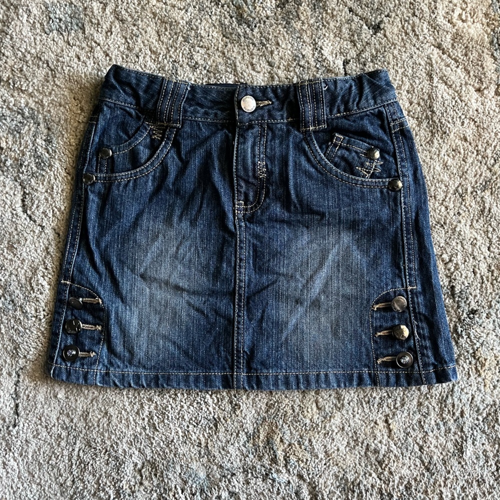 vintage navy denim ellemenno mini skirt